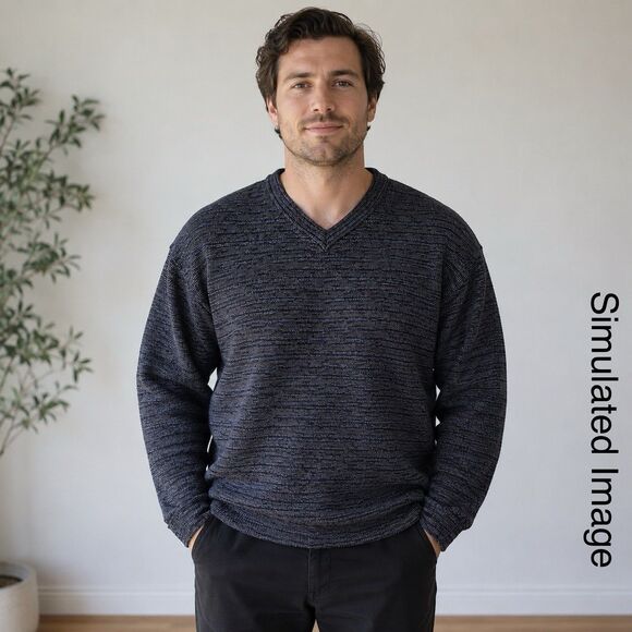 Jhane Barnes Other - Vintage Jhane Barnes Mens M Wool Blend Textured V-Neck Sweater Blue Gray